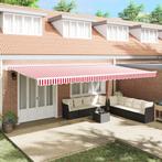 vidaXL Handmatige Uittrekbare Luifel Rood met Witte Strepen, Tuin en Terras, Verzenden, Nieuw