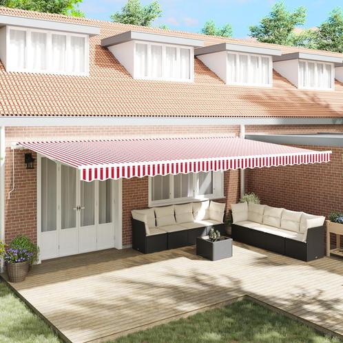 vidaXL Handmatige Inklapbare Luifel Rood en Wit Gestreept, Tuin en Terras, Zonneschermen, Nieuw, Verzenden