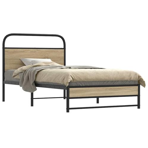vidaXL Bedframe zonder matras bewerkt hout gerookt eiken, Huis en Inrichting, Slaapkamer | Bedden, Nieuw, Verzenden
