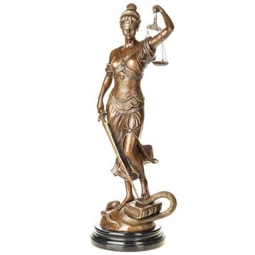 Figuur - Bronzefigur Justitia - Brons, Marmer
