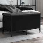 vidaXL Opbergbankje 82x42x45 cm bewerkt hout zwart, Verzenden, Nieuw
