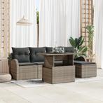 vidaXL 6-delige tuinzetel set met kussens grijs poly rattan, Tuin en Terras, Tuinsets en Loungesets, Verzenden, Nieuw
