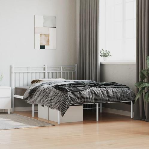 vidaXL Bedframe met hoofdbord metaal wit 140x200 cm, Huis en Inrichting, Slaapkamer | Bedden, Nieuw, Verzenden