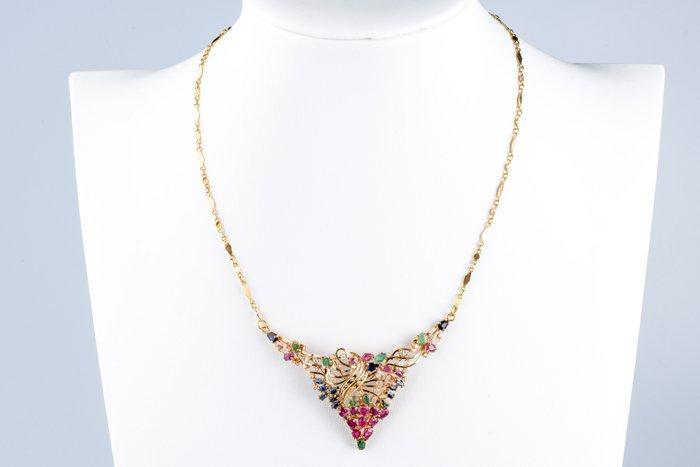 Halsketting - 18 karaat Roségoud - 5.62ct. tw. Robijn -, Handtassen en Accessoires, Kettingen