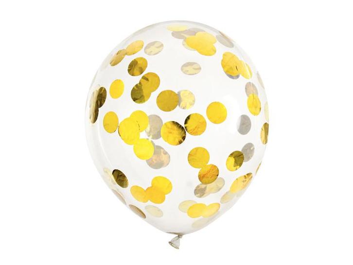 Confetti Ballonnen Goud Deluxe 30cm 6st, Hobby en Vrije tijd, Feestartikelen, Nieuw, Verzenden