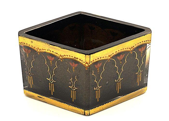 Moser & Söhne Antique Square Enamelled Glass Bowl 1900 - Bol, Antiek en Kunst, Antiek | Glaswerk en Kristal