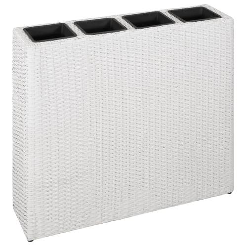vidaXL Plantenbak verhoogd met 4 potten poly rattan wit, Tuin en Terras, Bloempotten, Nieuw, Verzenden
