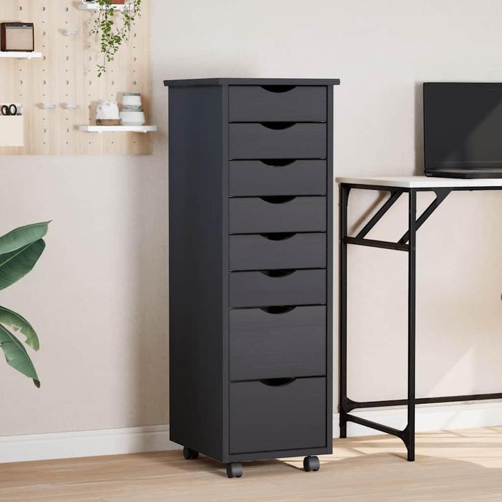 vidaXL Ladekast MOSS verrijdbaar massief grenenhout grijs, Huis en Inrichting, Kasten | Overige, Nieuw, Verzenden