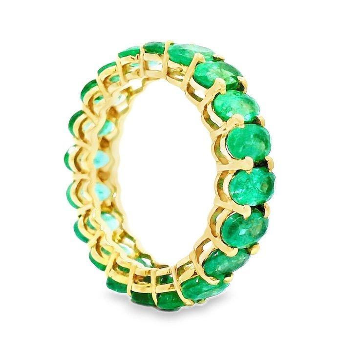 Ring - 14 karaat Geel goud - 4.83ct. tw. Smaragd, Handtassen en Accessoires, Ringen
