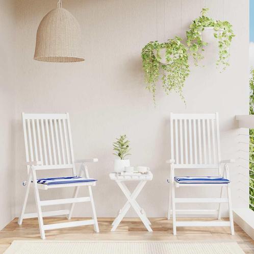 vidaXL Tuinstoelkussens 2 st gestreept 50x50x4 cm stof wit, Huis en Inrichting, Woonaccessoires | Kussens, Nieuw, Verzenden