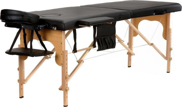 Houten massagetafel - 2 segmenten - verstelbaar - zwart E..., Sport en Fitness, Massageproducten, Nieuw, Ophalen of Verzenden