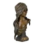 Art Nouveau bronzen buste met gieterijstempel - Freeshipping