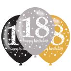 Ballonnen 18 Jaar Happy Birthday 27,5cm 6st, Hobby en Vrije tijd, Feestartikelen, Verzenden, Nieuw