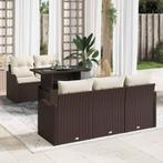 vidaXL Tuinbank Set met kussen 6 pcs Bruin Poly rattan, Tuin en Terras, Verzenden, Nieuw