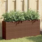 vidaXL Plantenbak met 2 potten 90x20x40 cm poly rattan bruin, Tuin en Terras, Bloempotten, Verzenden, Nieuw