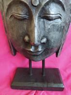 CABEZA EN PEDESTAL DE BUDA DE MADERA 50 CMS TALLADS BOJ -