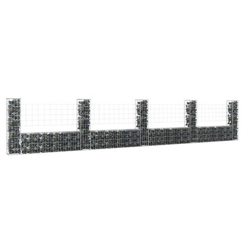 vidaXL Schanskorf U-vormig met 5 palen 500x20x100 cm ijzer, Tuin en Terras, Tuinhekken en Hekwerk, Nieuw, Verzenden