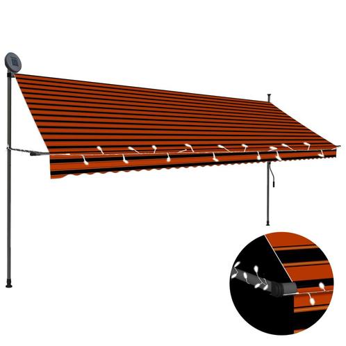 vidaXL Luifel handmatig uitschuifbaar met LED 400 cm oranje, Jardin & Terrasse, Protection solaire, Envoi