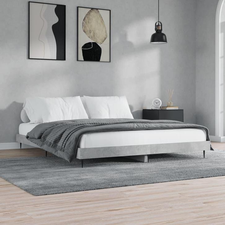 vidaXL Bedframe bewerkt hout betongrijs 160x200 cm, Huis en Inrichting, Slaapkamer | Bedden, Nieuw, Verzenden