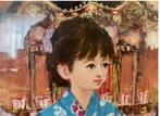 Festival Girl () Original oil painting by one of Japans, Antiek en Kunst