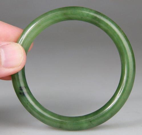 Bracelet chinois - Couleur Vert Fonce - Pierre sculptee Jade, Antiek en Kunst, Antiek | Overige Antiek