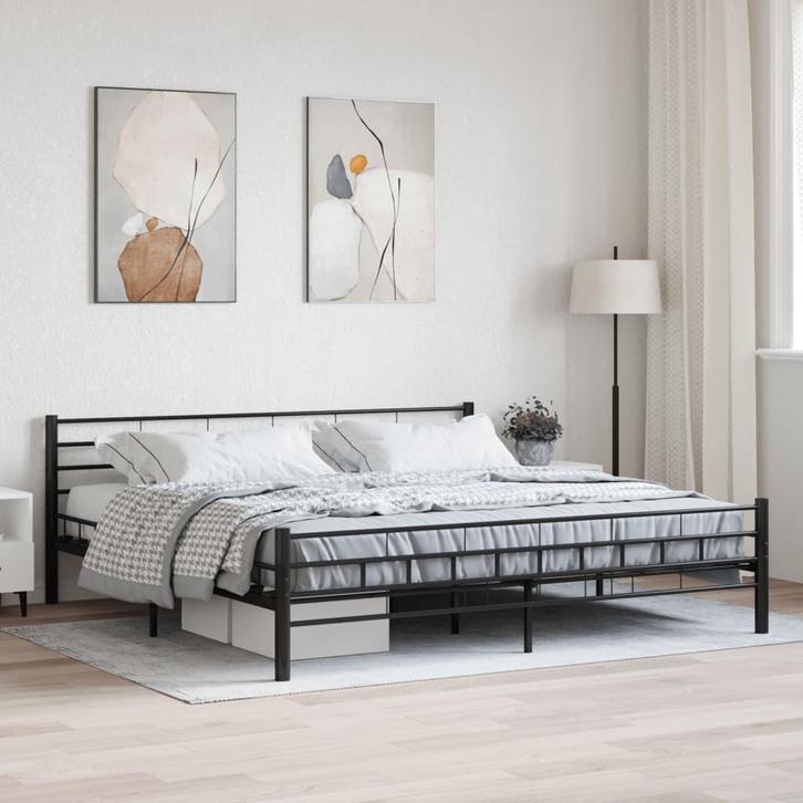 vidaXL Bedframe staal zwart 200x200 cm, Huis en Inrichting, Slaapkamer | Bedden, Nieuw, Verzenden