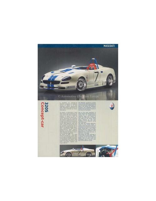 2001 MASERATI 320S CONCEPT-CAR BROCHURE ITALIAANS ENGELS, Boeken, Auto's | Folders en Tijdschriften, Ophalen of Verzenden