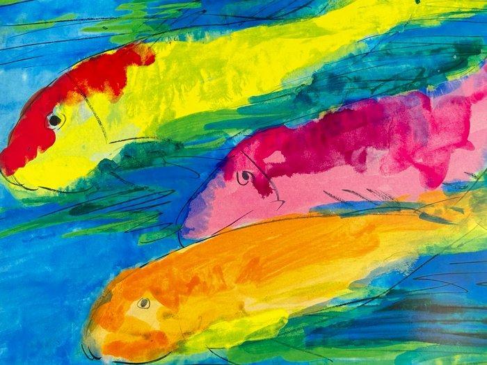 Walasse Ting - Tre Pesci Colorati, Antiquités & Art, Art | Dessins & Photographie