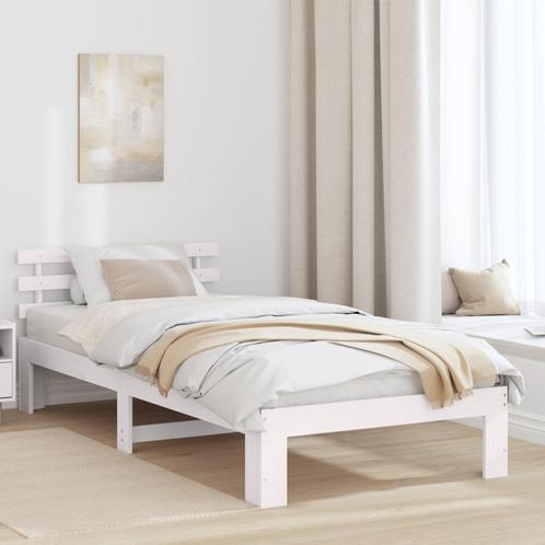 vidaXL Bedframe met hoofdbord Wit 90x190 cm van Massief, Huis en Inrichting, Slaapkamer | Bedden, Nieuw, Verzenden