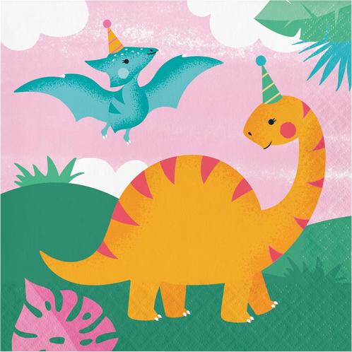 Dino Servetten 16,5cm 16st, Hobby en Vrije tijd, Feestartikelen, Nieuw, Verzenden
