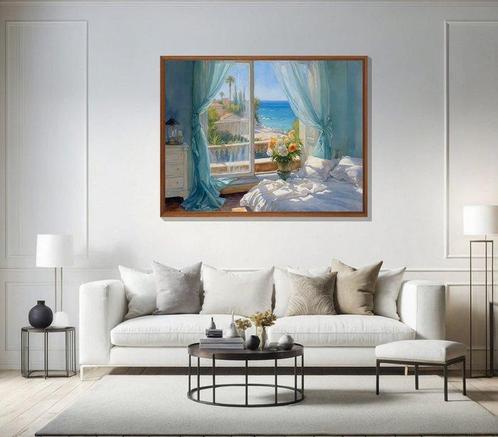 Lavinia Hrimiuc - Blue balcony • NO Reserve, Antiek en Kunst, Kunst | Schilderijen | Modern