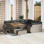vidaXL 12-delige tuinset met kussens - Grijs Poly Rattan, Tuin en Terras, Verzenden, Nieuw