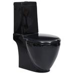 vidaXL Toilet met afvoer achter keramiek zwart, Doe-het-zelf en Bouw, Sanitair, Verzenden, Nieuw