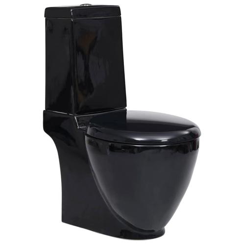 vidaXL Toilet met afvoer achter keramiek zwart, Doe-het-zelf en Bouw, Sanitair, Nieuw, Verzenden