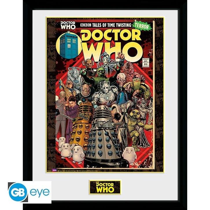 Doctor Who Villains Comics Framed Print 30 x 40 cm, Collections, Cinéma & Télévision, Enlèvement ou Envoi