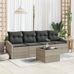 vidaXL 5-delige ligzetel set met kussens in lichtgrijs poly, Tuin en Terras, Verzenden, Nieuw