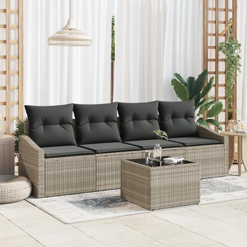 vidaXL 5-delige ligzetel set met kussens in lichtgrijs poly, Tuin en Terras, Tuinsets en Loungesets, Nieuw, Verzenden