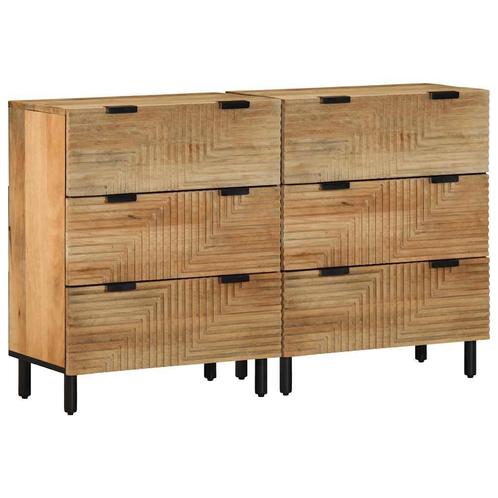 vidaXL Dressoirs 2 st 60x33x75 cm massief mango bruin, Huis en Inrichting, Kasten | Overige, Nieuw, Verzenden