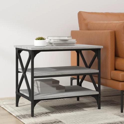 vidaXL Bijzettafel 55x38x45 cm bewerkt hout grijs sonoma, Huis en Inrichting, Tafels | Salontafels, Nieuw, Verzenden