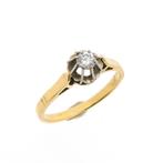 Gouden ring met diamant 0,20 ct., Handtassen en Accessoires, Ringen, Gebruikt, Overige kleuren, Ophalen of Verzenden, Kleiner dan 17