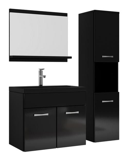 Badkamermeubel Set Montreal 60 x 35 cm Zwart Badmeubel, Huis en Inrichting, Badkamer | Badkamermeubels, Nieuw, Verzenden