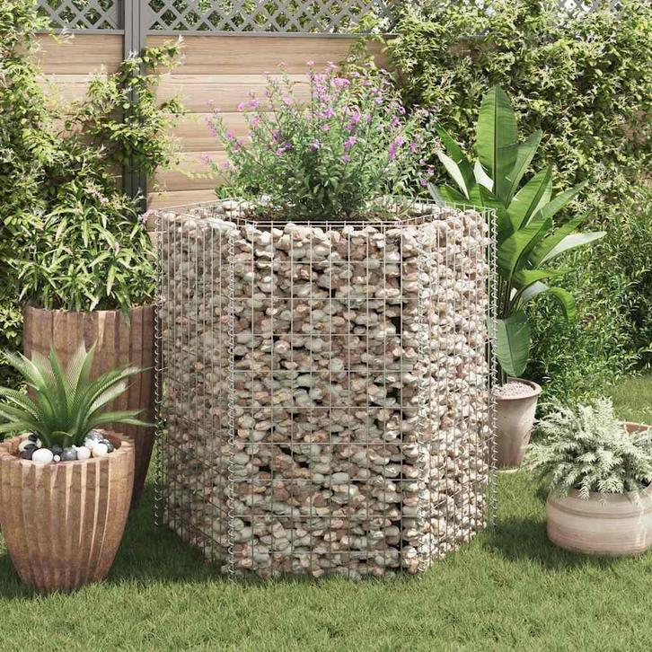 vidaXL Gabion plantenbak verhoogd zeshoekig 100x90x100 cm, Tuin en Terras, Bloempotten, Nieuw, Verzenden