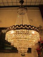 Kroonluchter - Kristal, Messing - Antieke kristallen, Antiek en Kunst