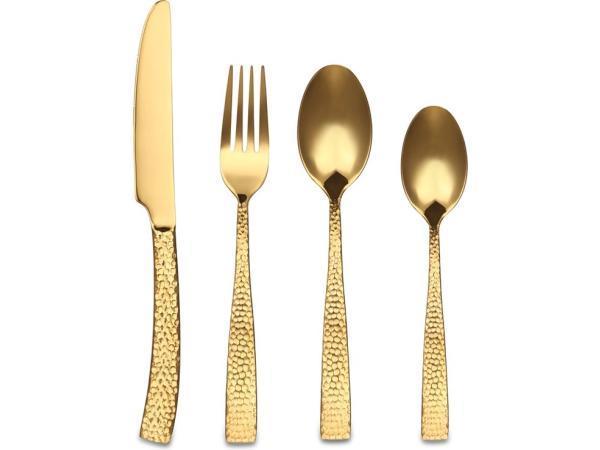 Veiling - Bestekset goud 24-delig hamered, Huis en Inrichting, Keuken | Bestek, Nieuw