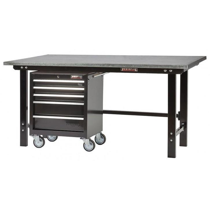 Werkbank zwart 200 cm met zinken werkblad en, Doe-het-zelf en Bouw, Werkbanken, Ophalen of Verzenden