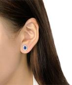 Oorbellen - 18 karaat Witgoud - 0.80ct. tw. Saffier -, Handtassen en Accessoires, Oorbellen, Nieuw