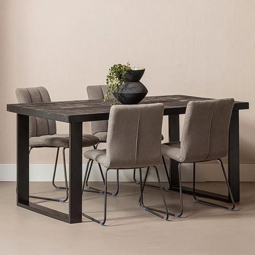 Mangohouten Eettafel Rechthoek Roy 240x100 cm Zwart (6cm), Huis en Inrichting, Tafels | Eettafels, 100 tot 150 cm, 200 cm of meer