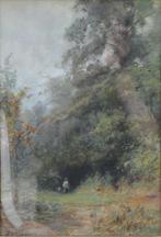 Piet Schipperus (1840-1929) - Boslandschap met jager, Antiek en Kunst