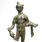 Oud-Romeins Brons Figuur van Hermes (Mercurius), Antiek en Kunst