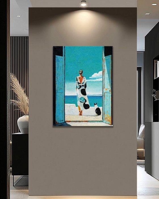 Pippo - Threshold of Blue, Antiek en Kunst, Kunst | Schilderijen | Modern